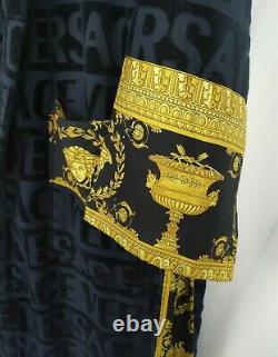 VERSACE Authentic BLUE GOLD LARGE Medusa LOGO BATHROBE Baroque NWT