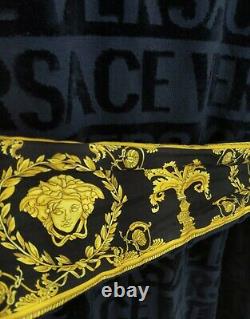 VERSACE Authentic BLUE GOLD LARGE Medusa LOGO BATHROBE Baroque NWT