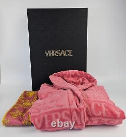 VERSACE Baroque $550 Strawberry Jam Unisex Long Bathrobe New And Authentic