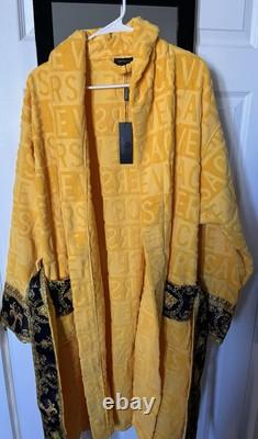 VERSACE Baroque And Greca Print Gold Long Unisex Bathrobe New with receipt