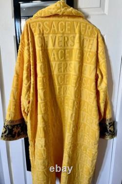 VERSACE Baroque And Greca Print Gold Long Unisex Bathrobe New with receipt