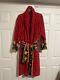 VERSACE Baroque And Greca Print Red Long Unisex Bathrobe Size M