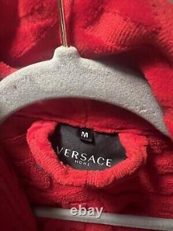 VERSACE Baroque And Greca Print Red Long Unisex Bathrobe Size M