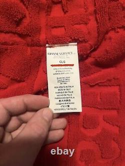 VERSACE Baroque And Greca Print Red Long Unisex Bathrobe Size M