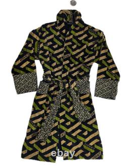 VERSACE Baroque Bathrobe Green & Black Medusa Logo XL