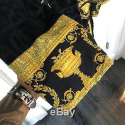 VERSACE Baroque Bathrobe Mens Dressing Gown XL Robe Black Gold Boxed