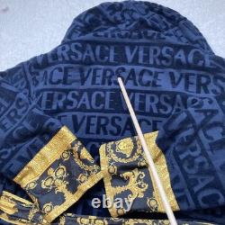 VERSACE Baroque Bathrobe Mens XL Black/Gold 100% Authentic Has Rip Repair pics