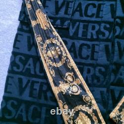 VERSACE Baroque Bathrobe Mens XL Black/Gold 100% Authentic Has Rip Repair pics