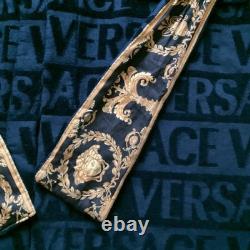 VERSACE Baroque Bathrobe Mens XL Black/Gold 100% Authentic Has Rip Repair pics