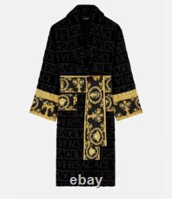 VERSACE Baroque Bathrobe Mens XXL Black/Gold 100% Authentic