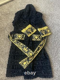 VERSACE Baroque Bathrobe Mens XXL Black/Gold 100% Authentic