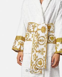 VERSACE Baroque Bathrobe with Logo Line Size XL White Unused