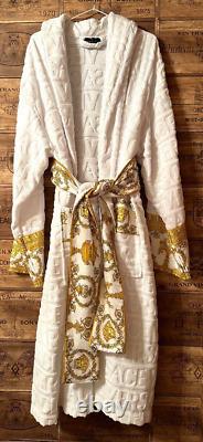 VERSACE Baroque Bathrobe with Logo Line Size XL White Unused