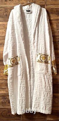 VERSACE Baroque Bathrobe with Logo Line Size XL White Unused