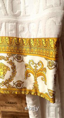 VERSACE Baroque Bathrobe with Logo Line Size XL White Unused