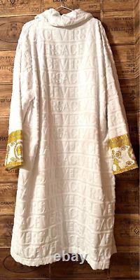 VERSACE Baroque Bathrobe with Logo Line Size XL White Unused