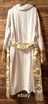 VERSACE Baroque Bathrobe with Logo Line Size XL White Unused