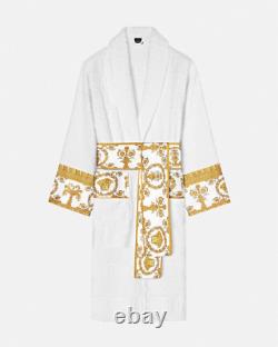 VERSACE Baroque Bathrobe with Logo Line Size XL White Used