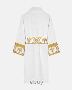 VERSACE Baroque Bathrobe with Logo Line Size XL White Used