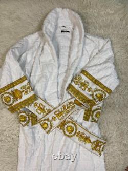 VERSACE Baroque Bathrobe with Logo Line Size XL White Used