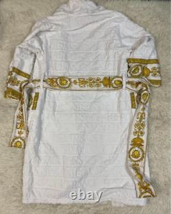 VERSACE Baroque Bathrobe with Logo Line Size XL White Used