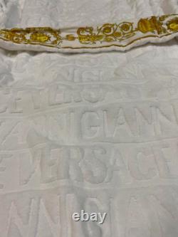VERSACE Baroque Bathrobe with Logo Line Size XL White Used