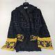 VERSACE Baroque Greca Print Black Short Unisex Bathrobe New