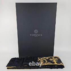 VERSACE Baroque Greca Print Black Short Unisex Bathrobe New