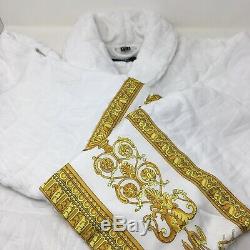 VERSACE Baroque Print Bathrobe White & Gold S/IT 46/ UK 36