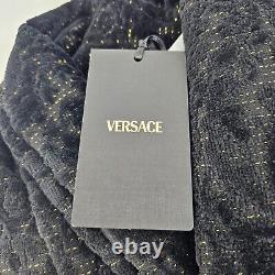 VERSACE Baroque Print Black Long Unisex Bathrobe New