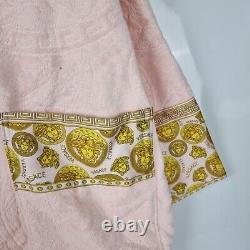 VERSACE Baroque Print Light Pink Long Unisex Bathrobe New