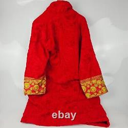 VERSACE Baroque Print Red Long Unisex Bathrobe New