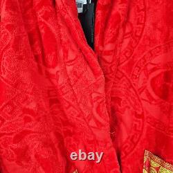 VERSACE Baroque Print Red Long Unisex Bathrobe New