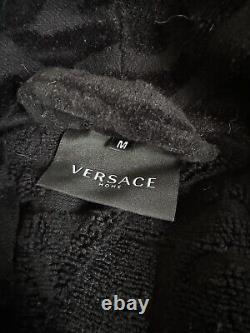 VERSACE Black Barocco Logo Cotton Bath Robe Medium