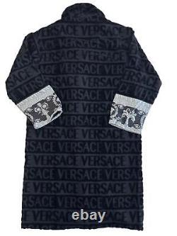 VERSACE Black Cotton Bath Robe Baroque Print Medium NEW RRP 390
