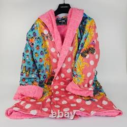 VERSACE Butterflies Baroque Flamingo Pink/Multicolor Unisex Short Bathrobe New