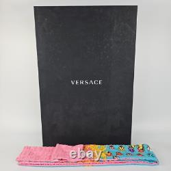 VERSACE Butterflies Baroque Flamingo Pink/Multicolor Unisex Short Bathrobe New