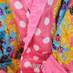 VERSACE Butterflies Baroque Flamingo Pink/Multicolor Unisex Short Bathrobe New