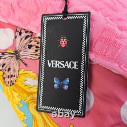 VERSACE Butterflies Baroque Flamingo Pink/Multicolor Unisex Short Bathrobe New