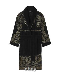 VERSACE Coupe Des Dieux $1075 Black Unisex Long Bathrobe New And Authentic