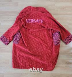 VERSACE Greca Print Red Bathrobe Size Medium