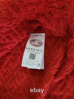 VERSACE Greca Print Red Bathrobe Size Medium