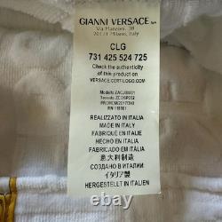 VERSACE Home Baroque Bathrobe AOP Logo White Gold Barocco Print Size XL
