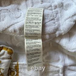 VERSACE Home Baroque Bathrobe AOP Logo White Gold Barocco Print Size XL