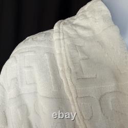 VERSACE Home Baroque Bathrobe AOP Logo White Gold Barocco Print Size XL