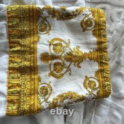 VERSACE Home Baroque Bathrobe AOP Logo White Gold Barocco Print Size XL