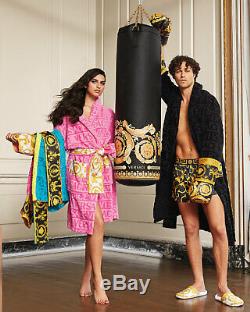 VERSACE I BAROQUE LUXURY DRESSING GOWN COTTON BATHROBE Black Medium BNWT