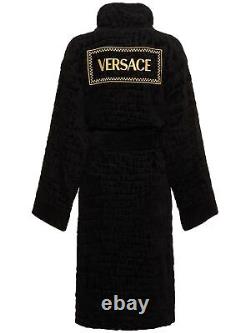 VERSACE Icon Black/Gold Long Unisex Bathrobe New