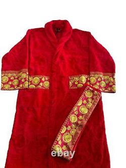 VERSACE Red Cotton Bath Robe Medusa Medium NEW RRP 520