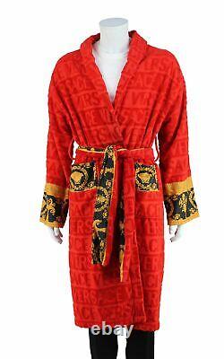 VERSACE Red Cotton I Heart Baroque Bathrobe, Size XL